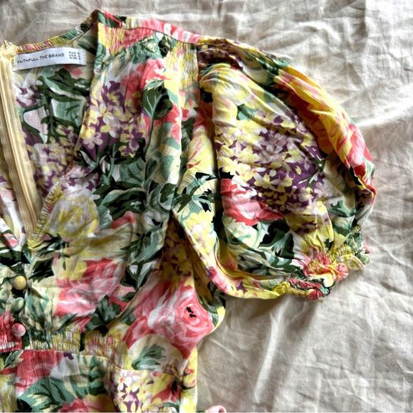 SALE💝 Faithfull the Brand Yellow Floral Garden Party Maxi Dress - Picture 3 of 8